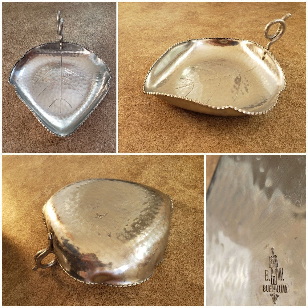 B.W. Buenilum hammered aluminum leaf dish or tray